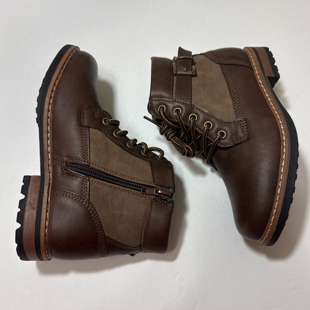 Steve Madden Youth Girls Chestnut Brown Combat Boots — Size 13 - Picture 7 of 15